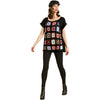 Umgee Black Linen Top with Colorful Crochet Patches
