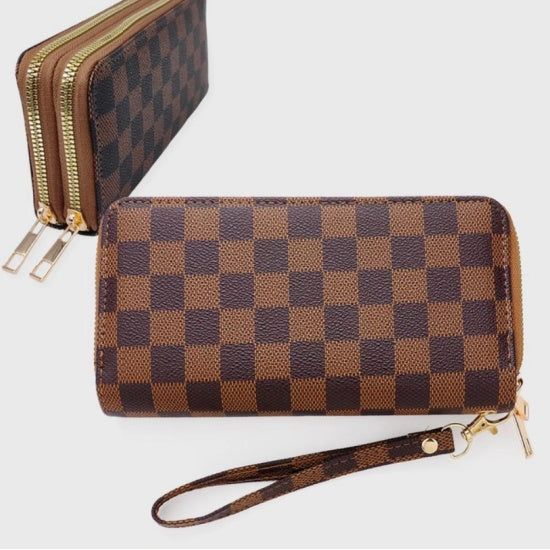 Checkered Double Zip Wallet Checkered Double Zip Wallet