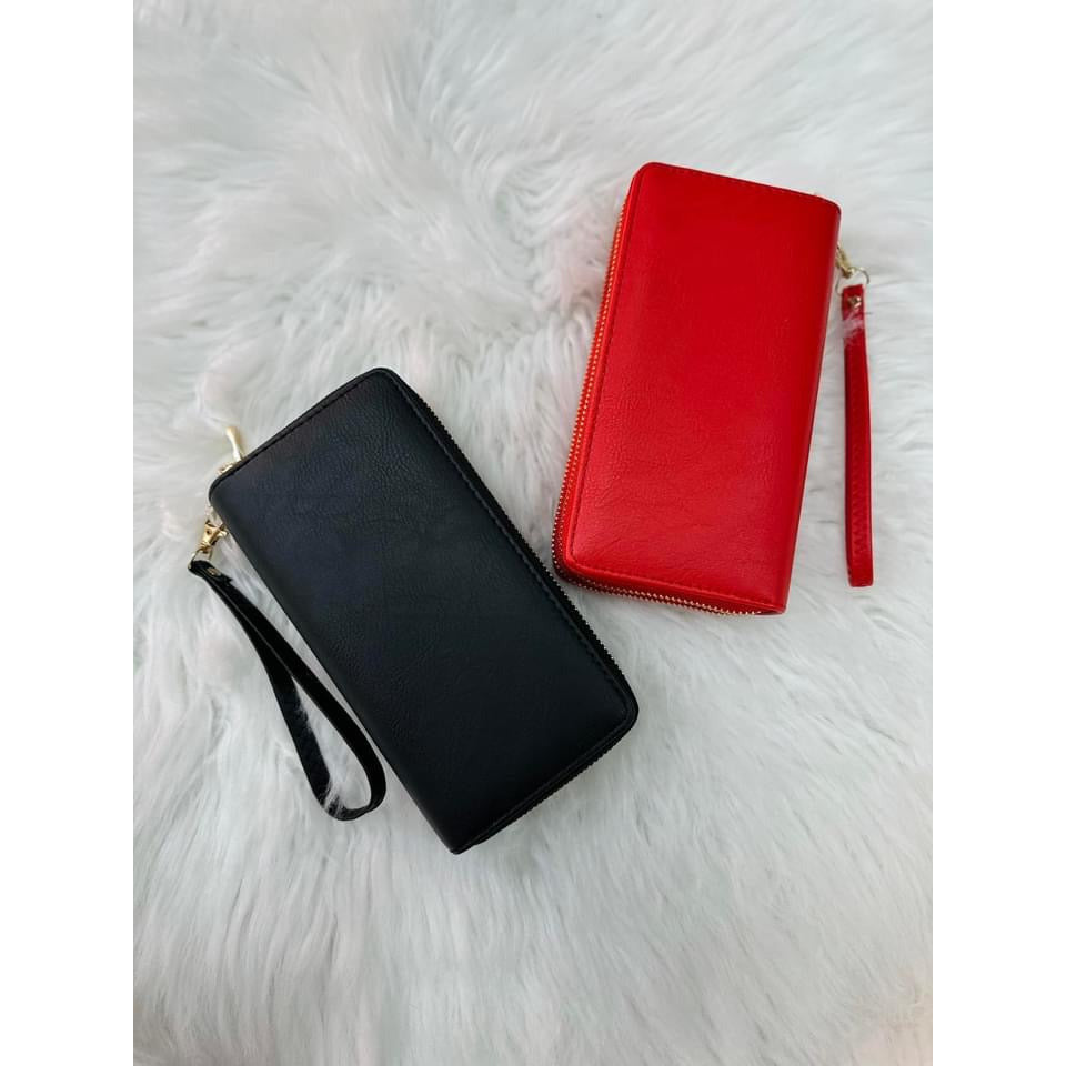 Small double zip around wallet hot sale