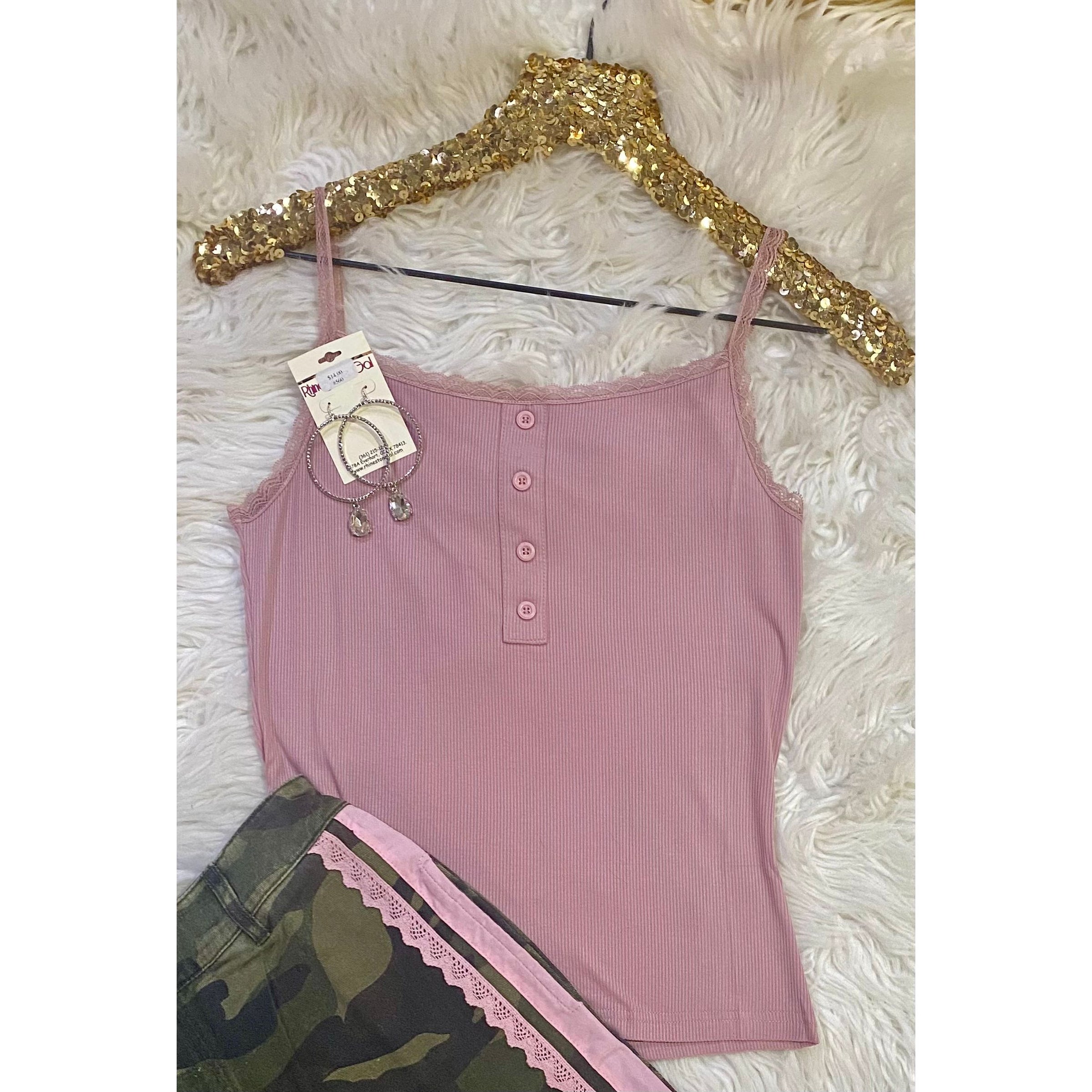 Light Rose Lace Trim Cami