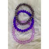3 Purple, Lilac and Gray Beaded Stretchy Bracelets