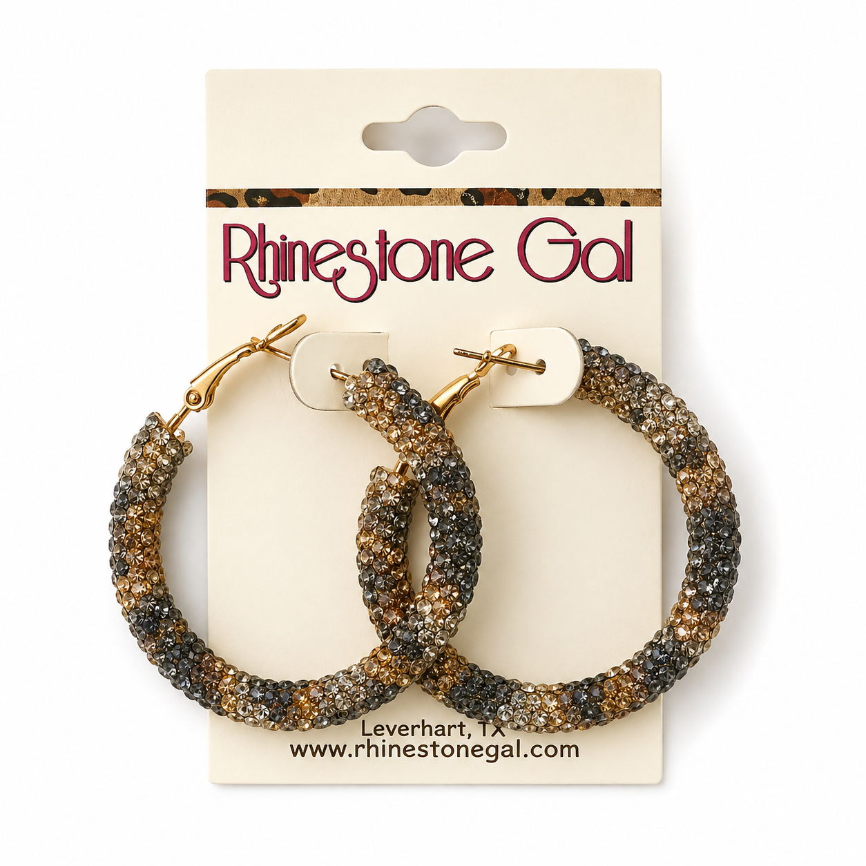 Leopard Crystal Bling Hoop Earrings