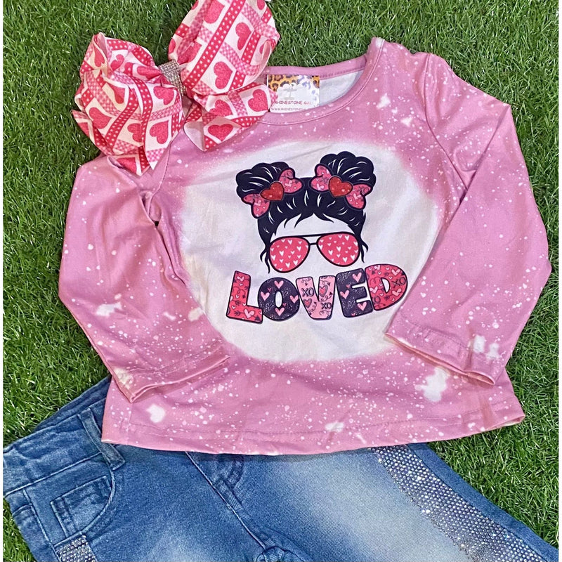 Girl's Loved Pink Bleached Tee