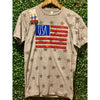 USA Patriotic Sequin Flag Sewn on Gray Star Tee