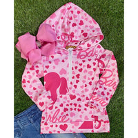 Girls Barbie Hearts Quarter Zip Hoodie