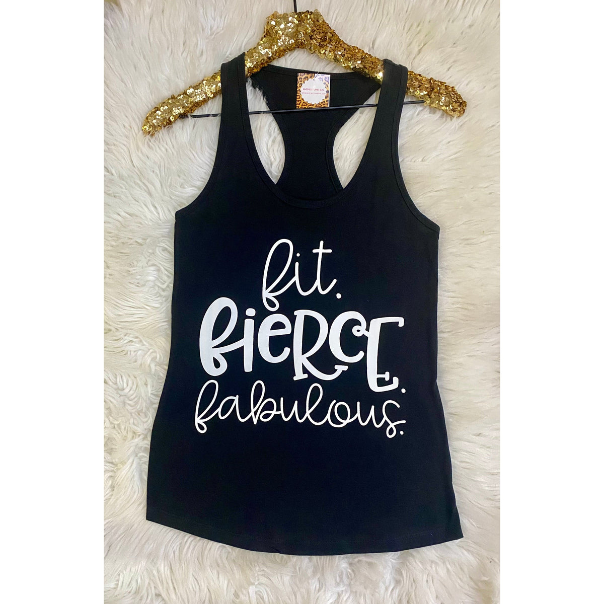 Fit Fierce and Fabulous Black Racerback Tank - Rhinestone Gal