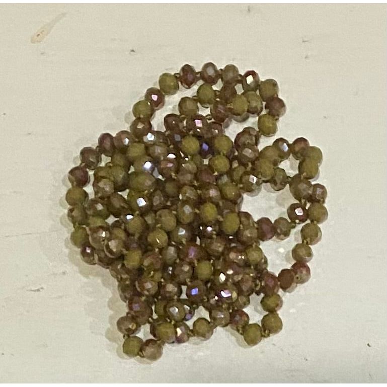 Long Olive Mix Beaded Necklace