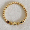 Beloved Gold Tone Stretchy Beaded Ball Bracelet - Rhinestone Gal