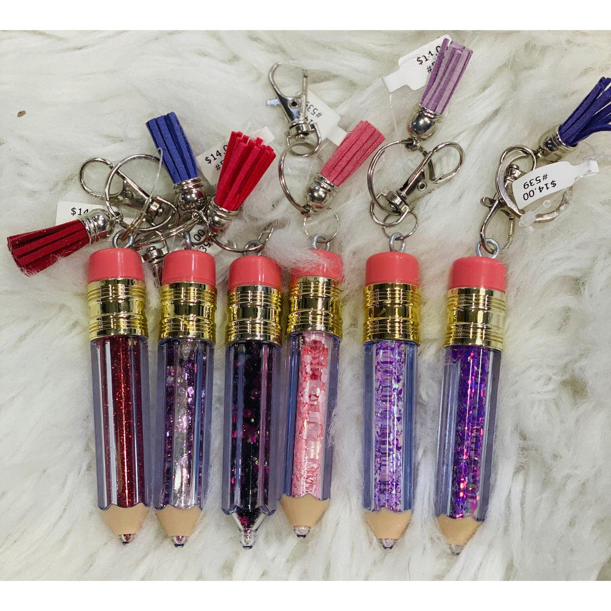 Pencil Keychain with Floating Sparkling Glitter - Rhinestone Gal