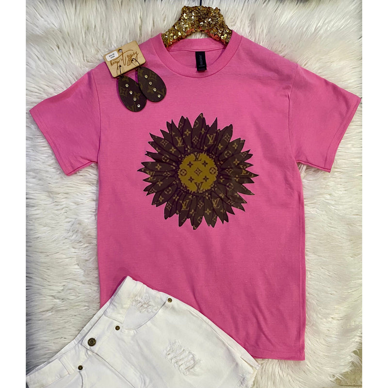 Pink Designer-Inspired Sunflower Tee