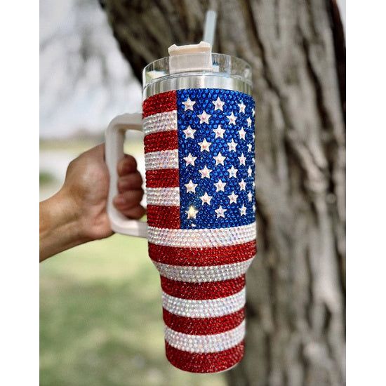 American Flag Rhinestone Tumbler - Rhinestone Gal