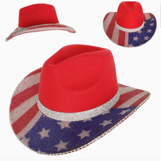 American Flag Rhinestone Western Cowboy Hat