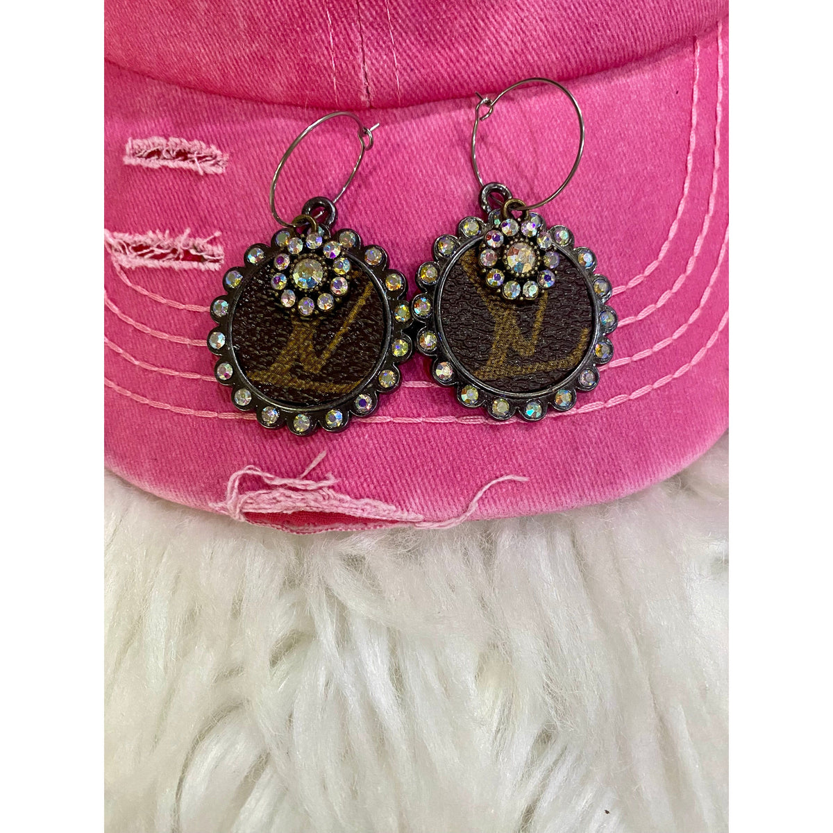 LV Upcycled Charm Earrings