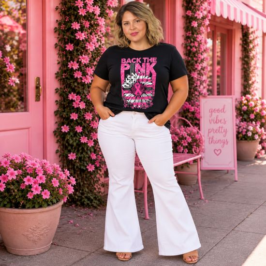 Back the Pink Sunflower Ribbon Tee – Plus Size