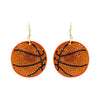 Orange Basketball Crystal Puffy Hook Earrings