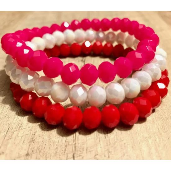 Be Mine 3-Piece Crystal Bead Stretch Bracelet Set