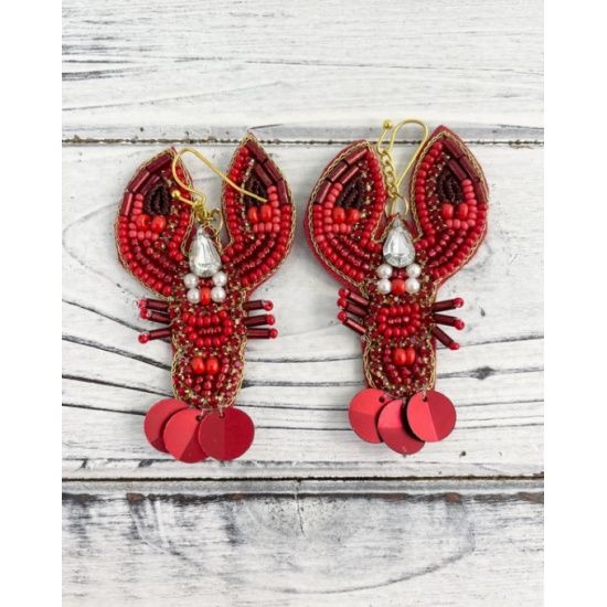 Beaded Crawfish Statement Earrings