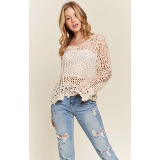 Boho Chic Crochet Knit Sweater