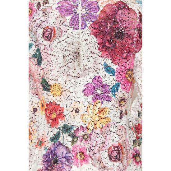 Beige Lace Floral Blazer