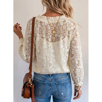 Beige V-Neck Lace Blouse