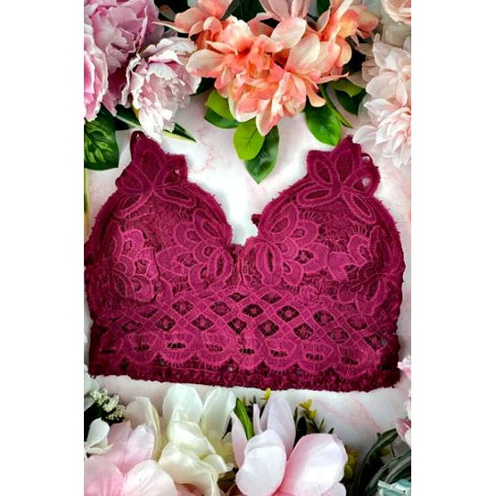 Berry Lace Bralette - Rhinestone Gal