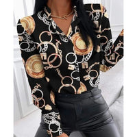 Black Baroque Print Long Sleeve Button Down Shirt