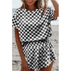 Black Checkerboard Top & High Waist Skort Set