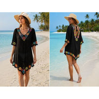 Black Floral Crochet Beach Cover Up