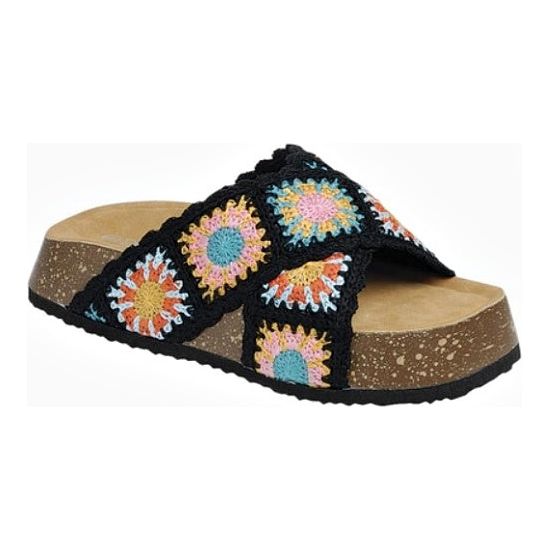 Black Crochet Platform Sandals