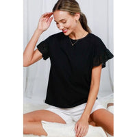 Black Eyelet Sleeve Top