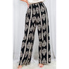 Black & White Geo Print Luxe Boho Wide-Leg Pants