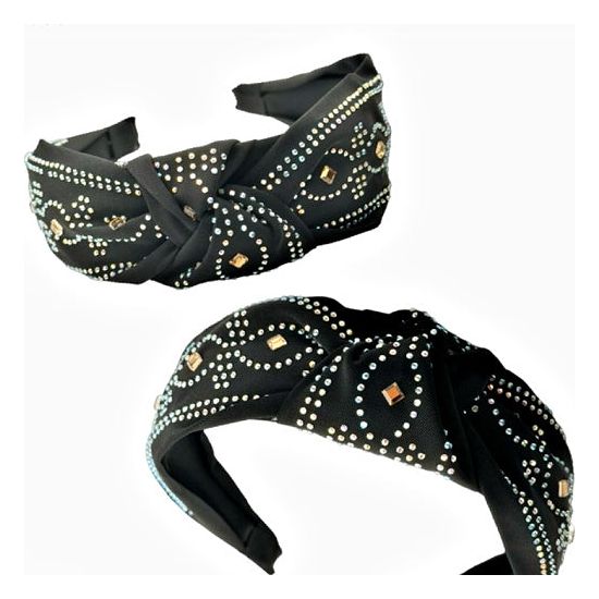 Rhinestone Rodeo Knot Black Headband