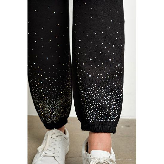 Black Rhinestone Embellished Jogging Sweatpants