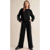 Black Stripe Sleeve Wide Leg Jogger Set