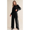 Black Stripe Sleeve Wide Leg Jogger Set