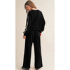 Black Stripe Sleeve Wide Leg Jogger Set