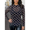 Black Mesh Football Print Long Sleeve Top