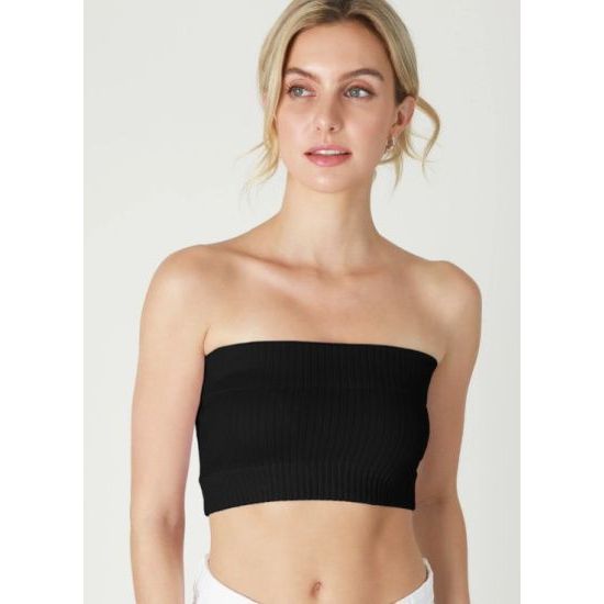 Nikibiki Black Seamless Ribbed Bandeau Top