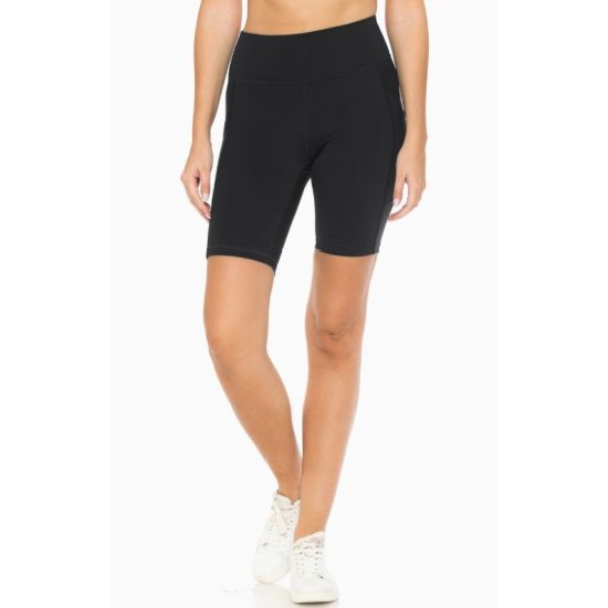 8" Black Premium Activewear Bike Shorts With Pockets