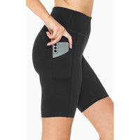 8" Black Premium Activewear Bike Shorts With Pockets