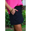 Black Drawstring Athletic Skort with Built-In Shorts