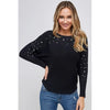 Black Dolman Sweater with Pearls - Rhinestone Gal