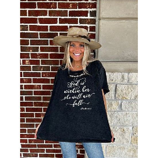 "God Is Within Her" Oversized Distressed Tee