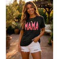 Black Leopard "MAMA" Sequin Tee