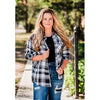 Black & White Plaid High-Low Button-Up Shirt – Lightweight Fall Layer
