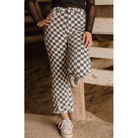 Fast Lane Black & White Checkered Stretch Jeans