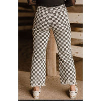 Fast Lane Black & White Checkered Stretch Jeans