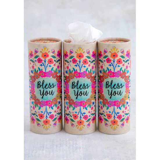 Bless You Floral Car Tissue Cup Holder Set