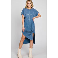 Never Ending Love Graphic Mineral Tee Shirt Dress - Rhinestone Gal