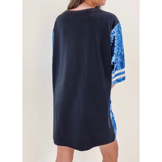 Number 4 Blue Sequin Jersey Dress